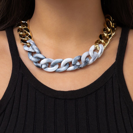 Gold Grey Hip Hop Chain Necklace