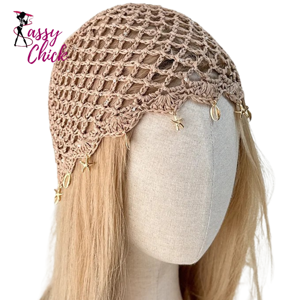 Hollowed Out Woven Pullover Crochet Headwrap Sassy Chick Logo