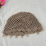 Brown Hollowed Out Woven Pullover Crochet Headwrap