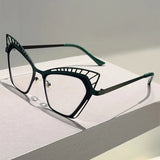 Black hollowed rim cat eye glasses 