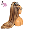 Honey Blonde Straight 13x6 HD Lace Frontal Wig Sassy Chick Logo