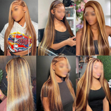 Models Using Honey Blonde Straight 13x6 HD Lace Frontal Wig