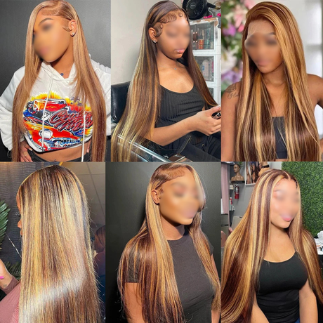 Models Using Honey Blonde Straight 13x6 HD Lace Frontal Wig