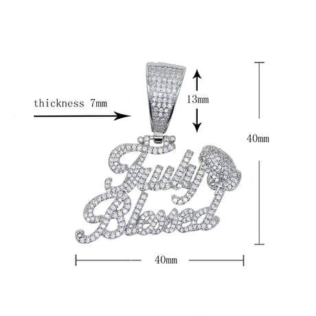 Size of Iced Out Bling Truly Blessed Pendant Necklace Jewelry
