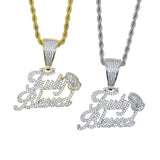 Gold and Silver Iced Out Bling Truly Blessed Pendant Necklace Jewelry