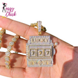 Iced Out Bling Zircon Lucky 777 Charm Pendant Necklaces Sassy Chick Logo