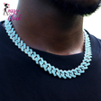 Iced Out Blue Crystal Cuban Link Chain Rapper Jewelry Sassy Chick Logo