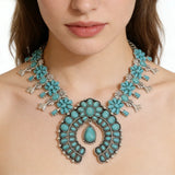 Model Using Indian Turquoise Resin Baroque Statement Squash Necklace