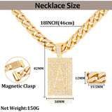 size of Initial Name Pendant Rhinestone Necklace
