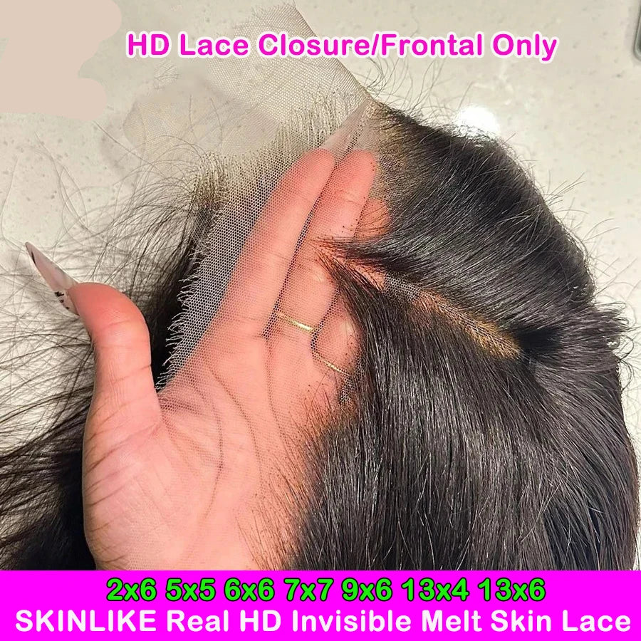 Invisible HD Lace Closures 5x5 6x6 7x7  Skin Melt Wig