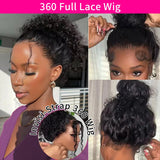 Invisible Strap  Curly 360 Deep Wave Frontal Human Hair Wigs