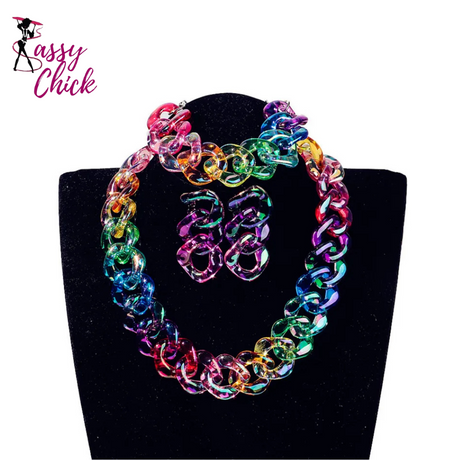 Iridescent Acrylic Chain Jewelry Sets Sassy Chick Logo