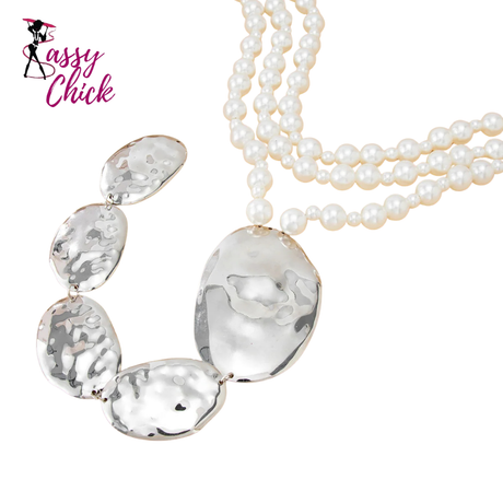 Irregular Cross-border Pleated Long Necklace Sassy Chick Logo