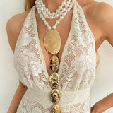 Irregular Cross-border Pleated Long Necklace