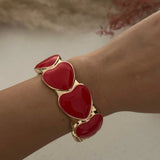 Irregular Geometric Rhinestone Red Imitation Enamel Bangle