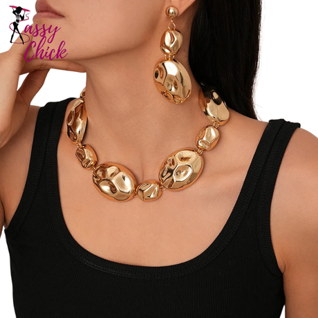Irregular Oval Gold Silver Color Jewelry