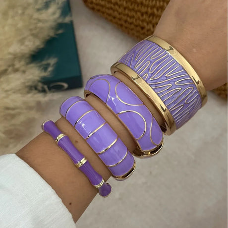 Irregular Purple Zinc Alloy Enamel Bangles Bracelet