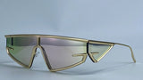 Gold Irregular Steampunk Windproof  Square Shield Sunglasses