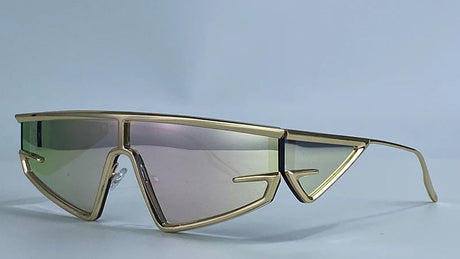 Gold Irregular Steampunk Windproof  Square Shield Sunglasses