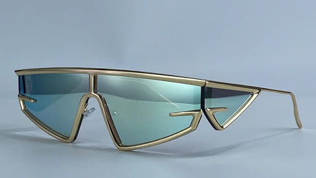 Gold Irregular Steampunk Windproof  Square Shield Sunglasses