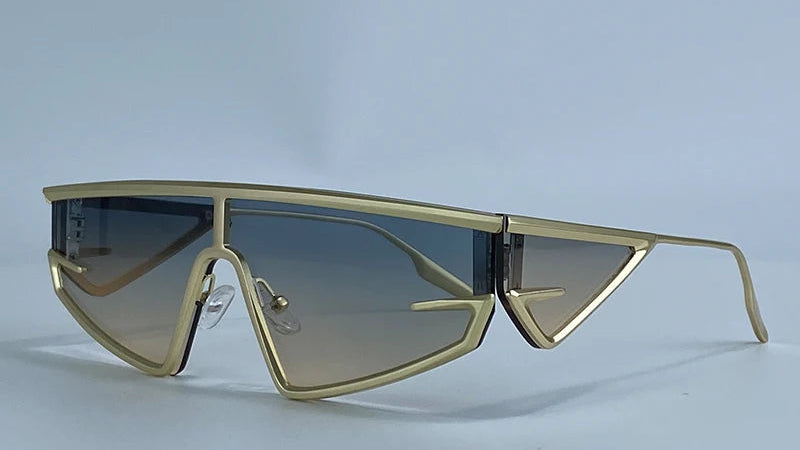 Gold Irregular Steampunk Windproof  Square Shield Sunglasses
