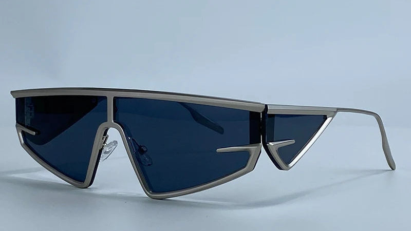 Gray Irregular Steampunk Windproof  Square Shield Sunglasses