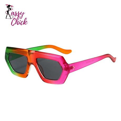 Irregular Street Shooting Colored Sunglasses Sassy Chick Logo
