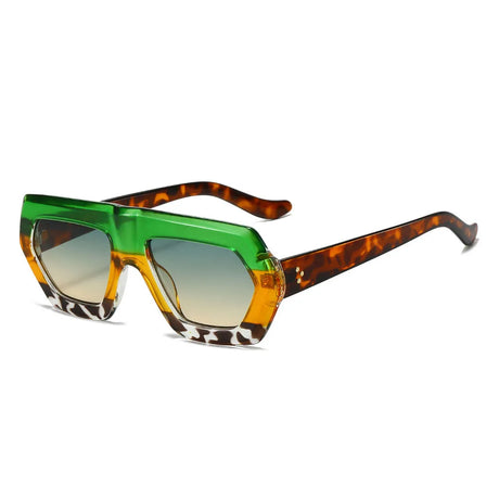 Green Leopard Irregular Street Shooting Colored Sunglasses