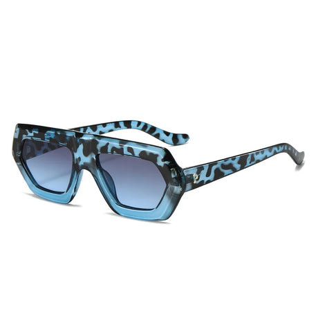 Blue Leopard Irregular Street Shooting Colored Sunglasses