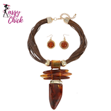 Irregular Turquoise Wax Rope Statement Necklace Sassy Chick Logo