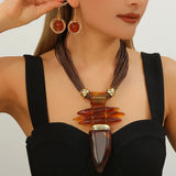 Model using Irregular Turquoise Wax Rope Statement Necklace