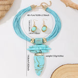 Size of Irregular Turquoise Wax Rope Statement Necklace