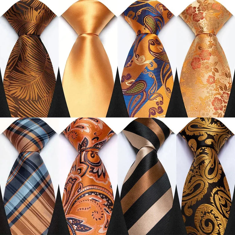 Collection of Jacquard 8CM Orange Brown Color Adult Neckties