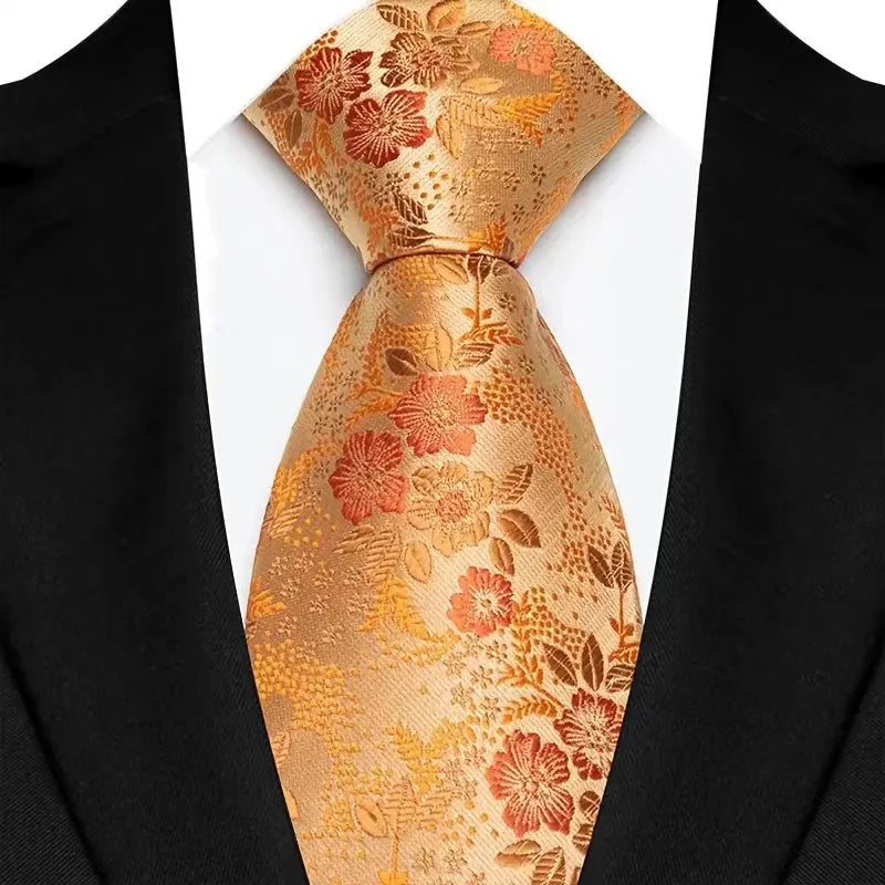Jacquard 8CM Orange Brown Color Adult Neckties