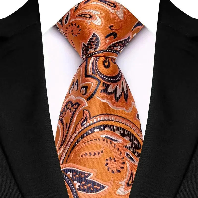 Jacquard 8CM Orange Brown Color Adult Neckties