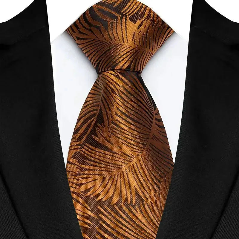 Jacquard 8CM Orange Brown Color Adult Neckties