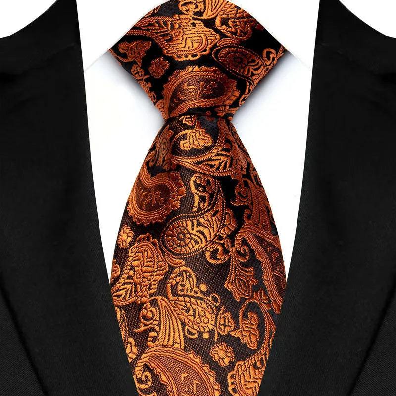 Jacquard 8CM Orange Brown Color Adult Neckties