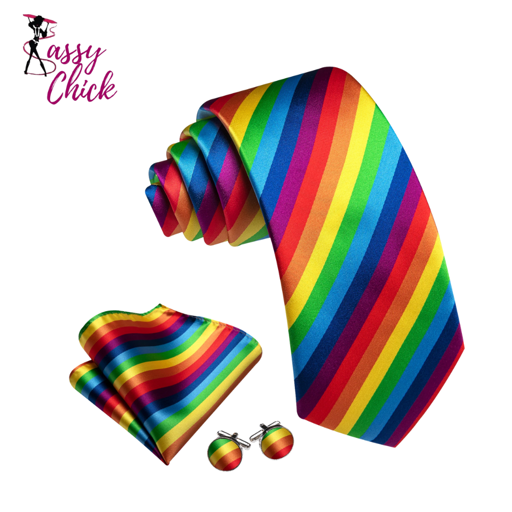 Jacquard Colorful Silk Tie Sassy Chick Logo