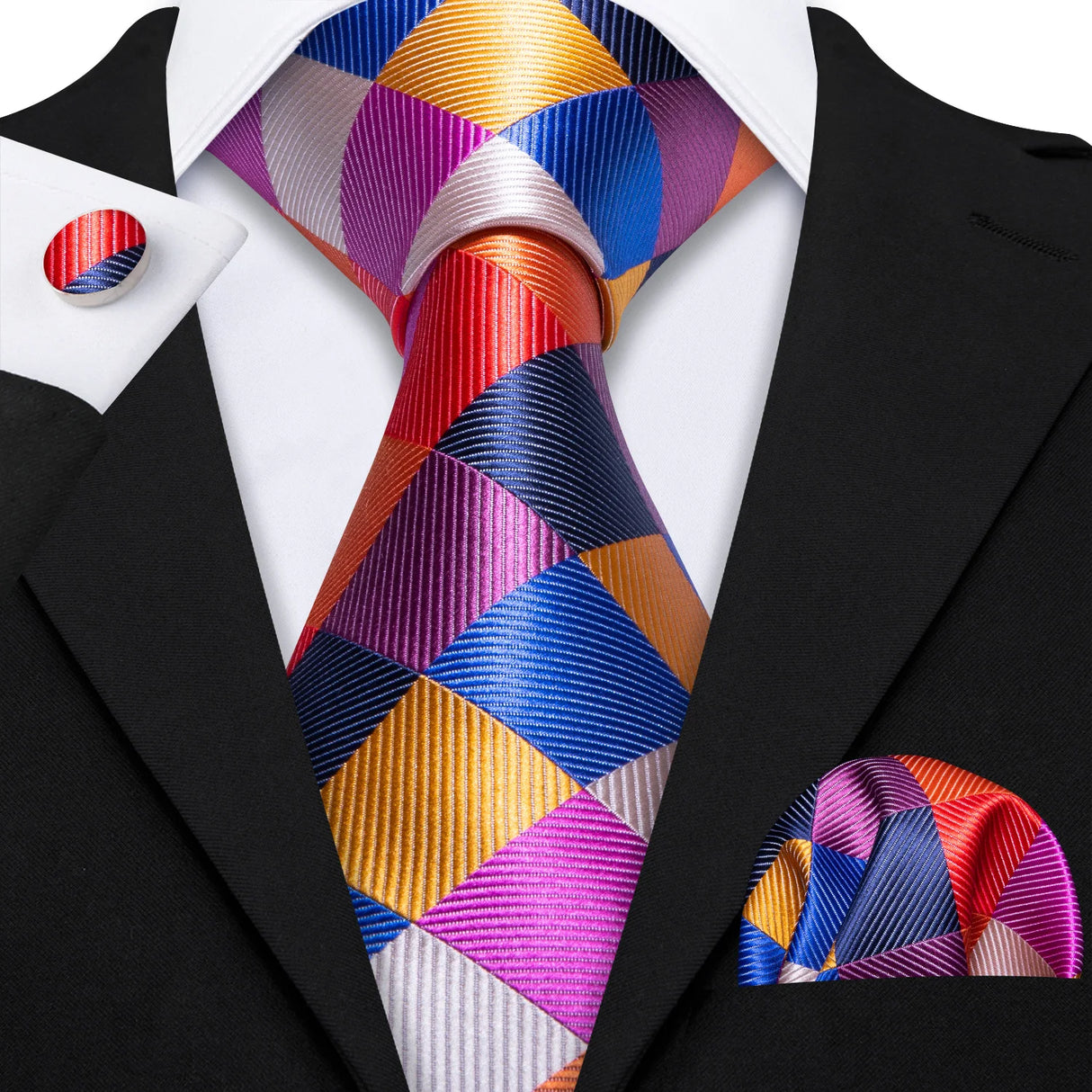 multi color diamond pattern tie set