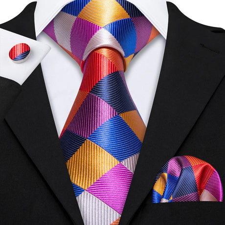 multi color diamond pattern tie set