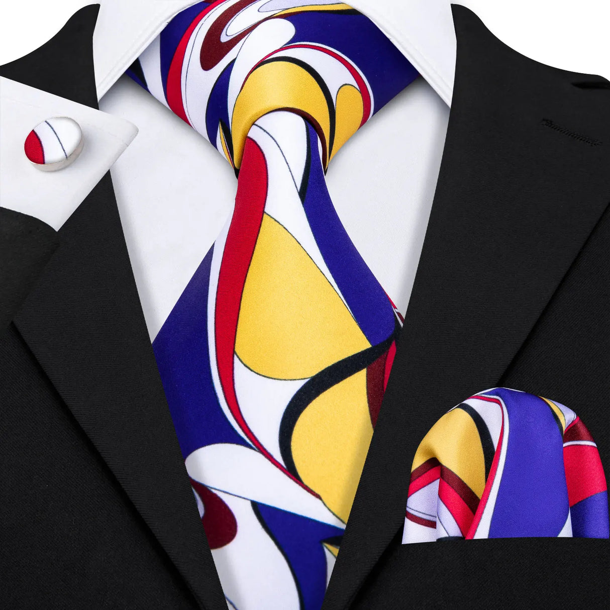 multi color geometric pattern tie set