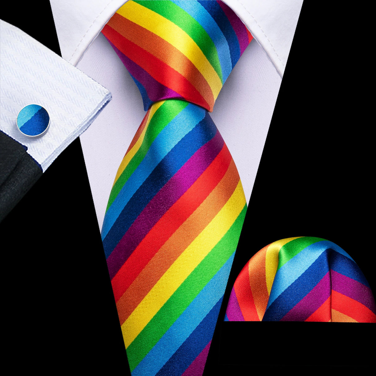 multi color line pattern tie set