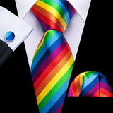 multi color line pattern tie set