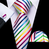 multi color line pattern tie set