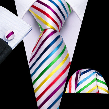 multi color line pattern tie set