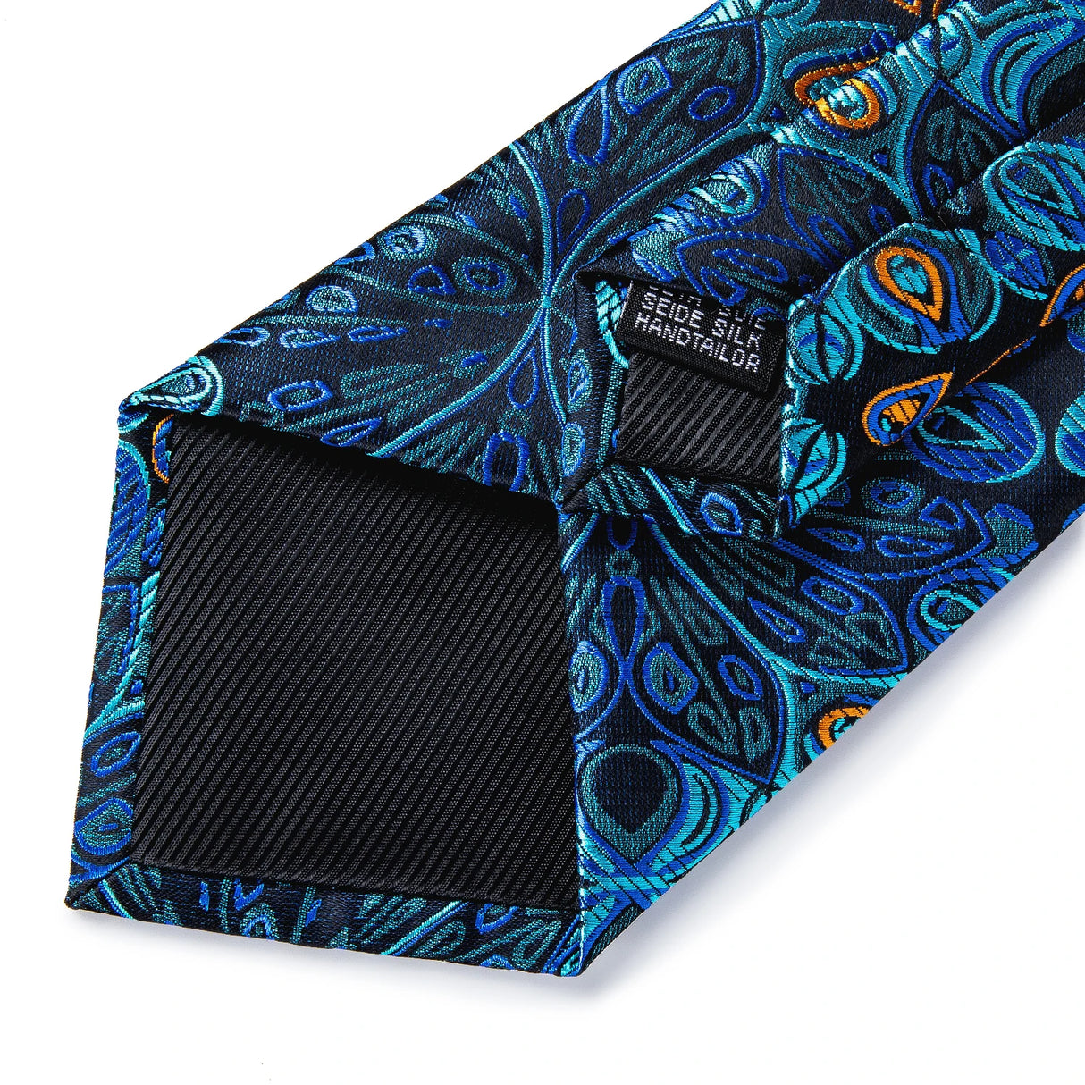Jacquard Peacock Blue Floral Handkerchief Cufflinks Set