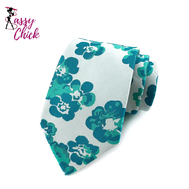 Jacquard Woven 8CM Flower Necktie Sassy Chick Logo