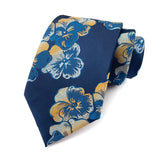 Blue Jacquard Woven 8CM Flower Necktie