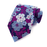Blue Purple Jacquard Woven 8CM Flower Necktie