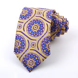 Yellow Purple Jacquard Woven 8CM Flower Necktie